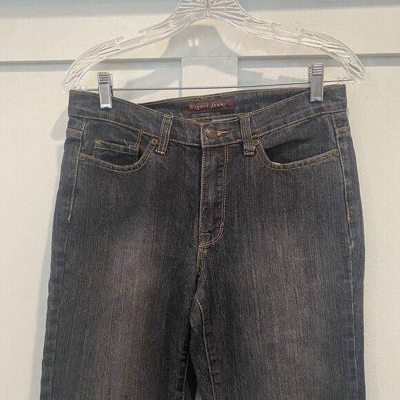 Bogari Jeans Women 29 Blue Dark Wash Cropped Denim Bling Pockets Embroidered - Picture 6 of 16